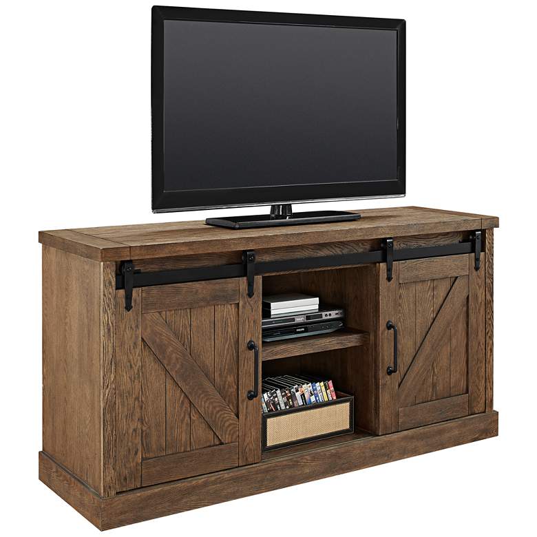 Image 1 Avondale 60" Wide Weathered Oak 2-Door Credenza or Console