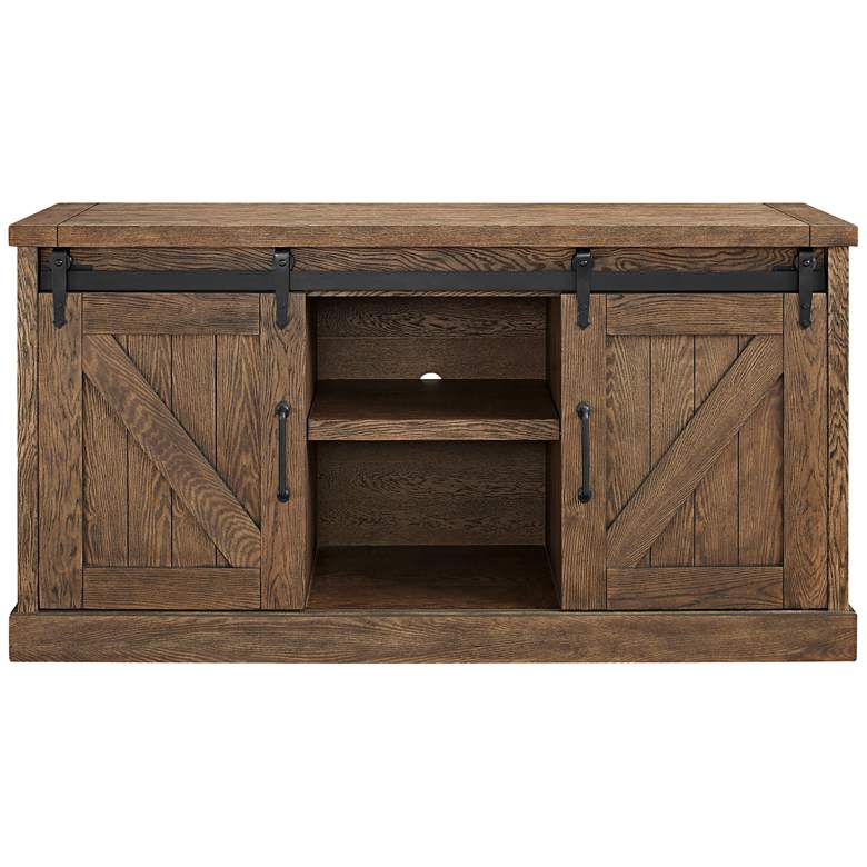 Image 2 Avondale 60" Wide Weathered Oak 2-Door Credenza or Console more views