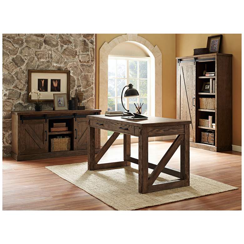 Image 4 Avondale 60" Wide Weathered Oak 2-Door Credenza or Console more views