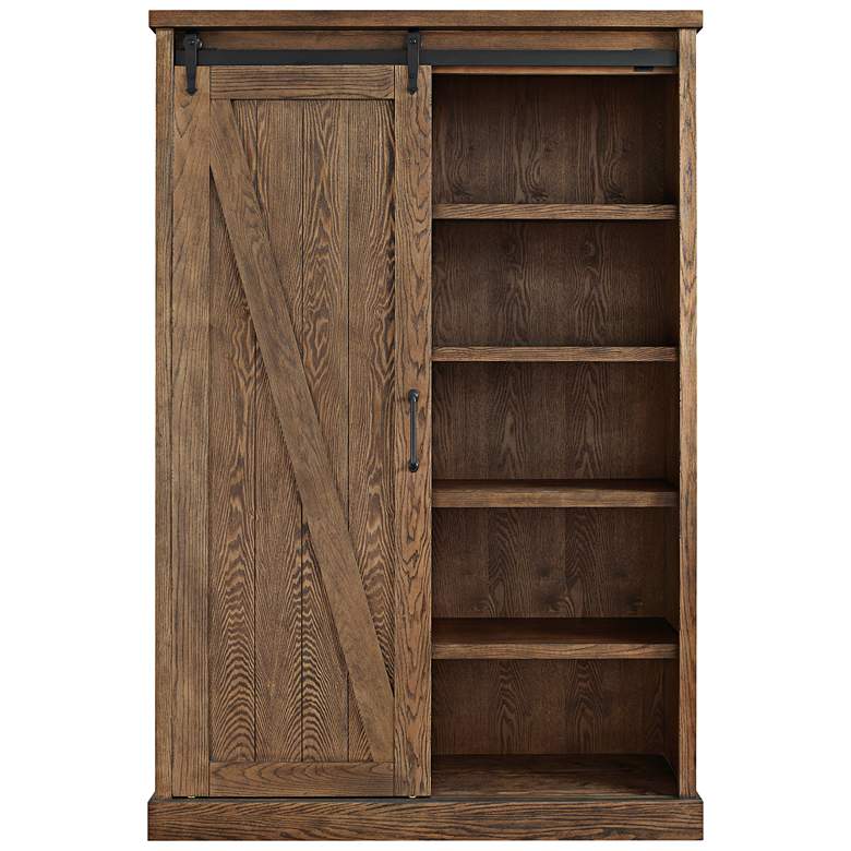 Image 1 Avondale 72 inch High Weathered Oak 5-Shelf Wood Bookcase