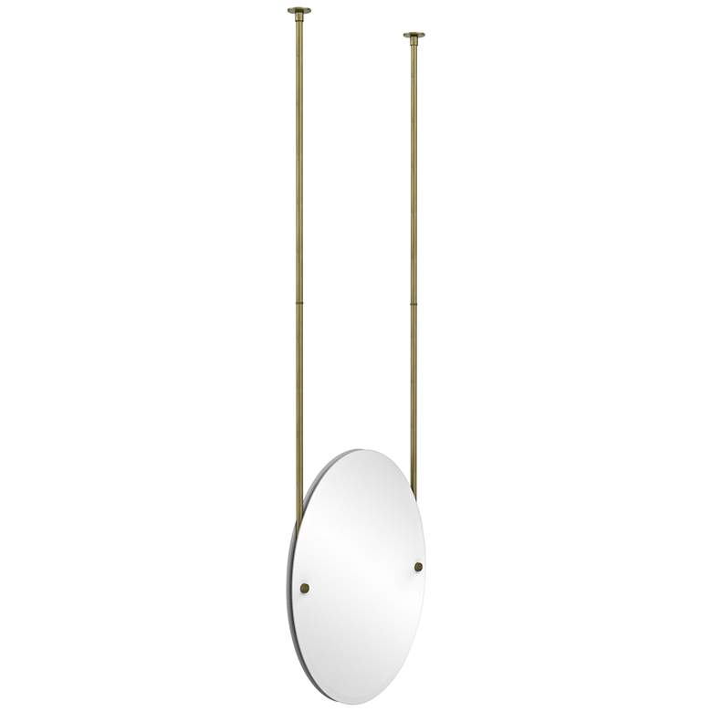 Image 1 Avondale Ceiling-Hung Antique Brass 21" x 29" Oval Mirror