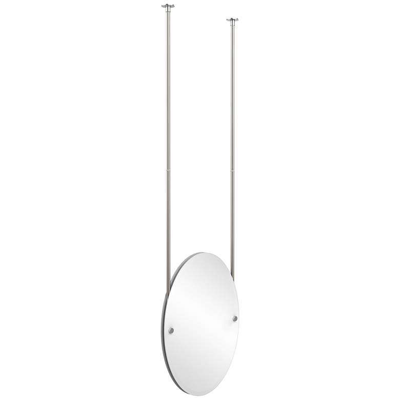 Image 1 Avondale Ceiling-Hung Satin Nickel 21" x 29" Oval Mirror