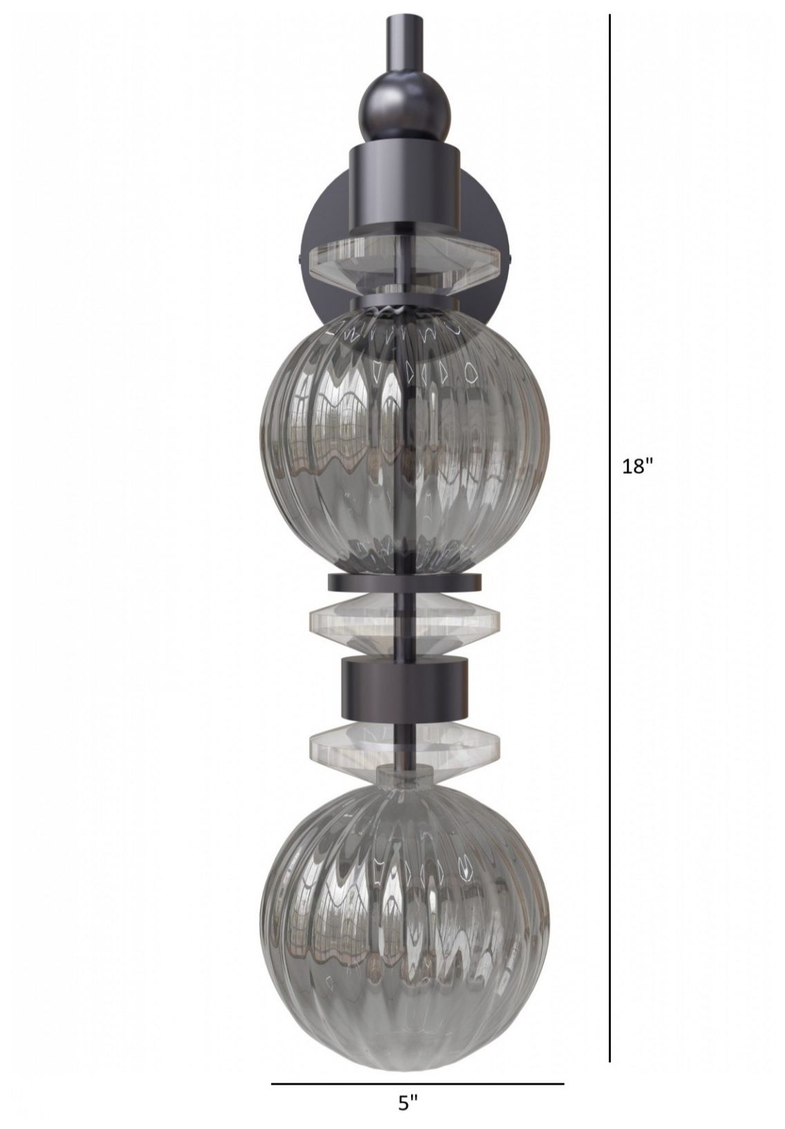 Image 4 Avra 18"H LED Wall Sconce in Black/Smoked Glass more views
