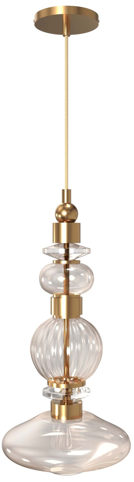 Avra 20"H Bottom Stacked LED Pendant in Aged Brass/Clear Glass