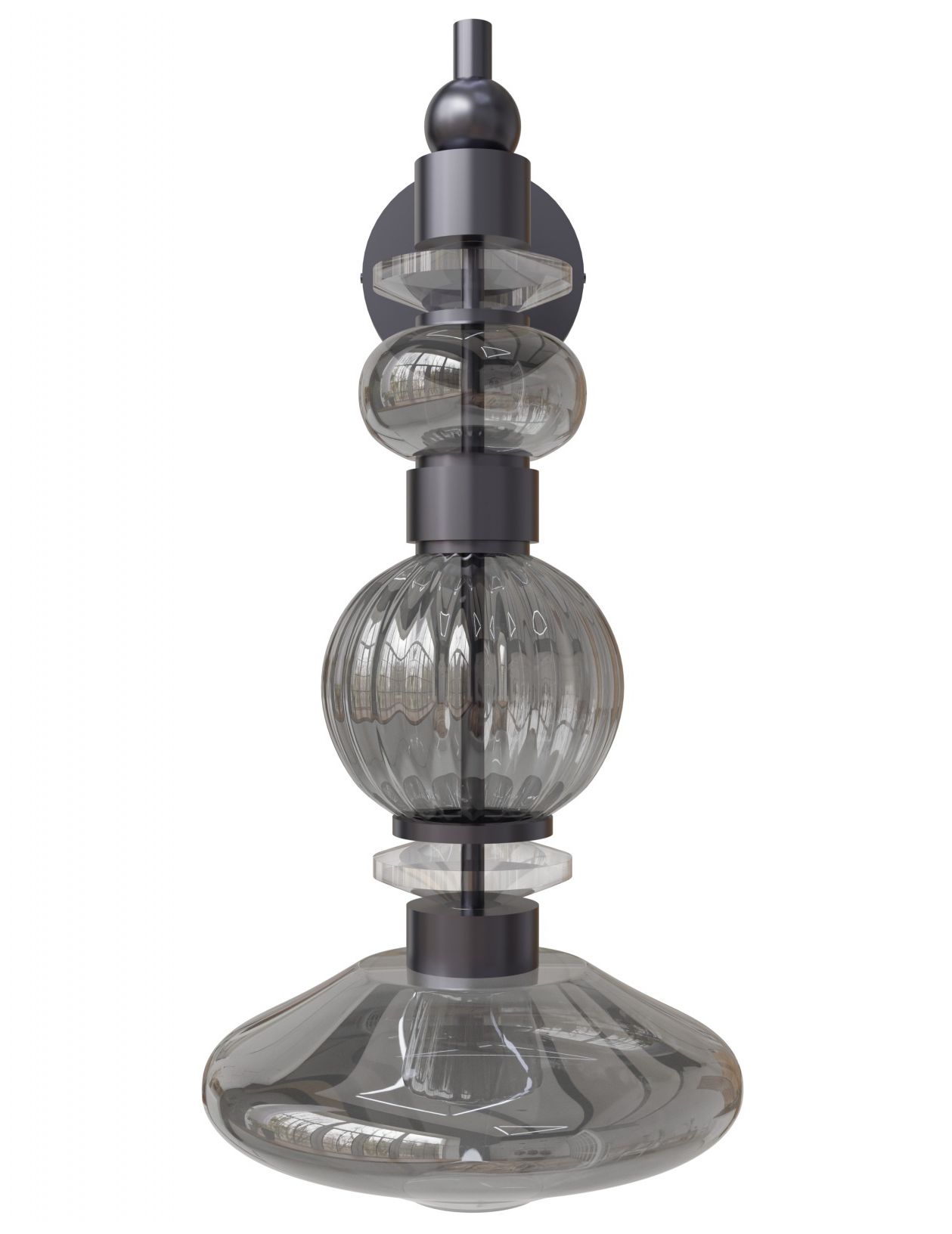 Avra 20"H LED Wall Sconce in Black/Smoked Glass