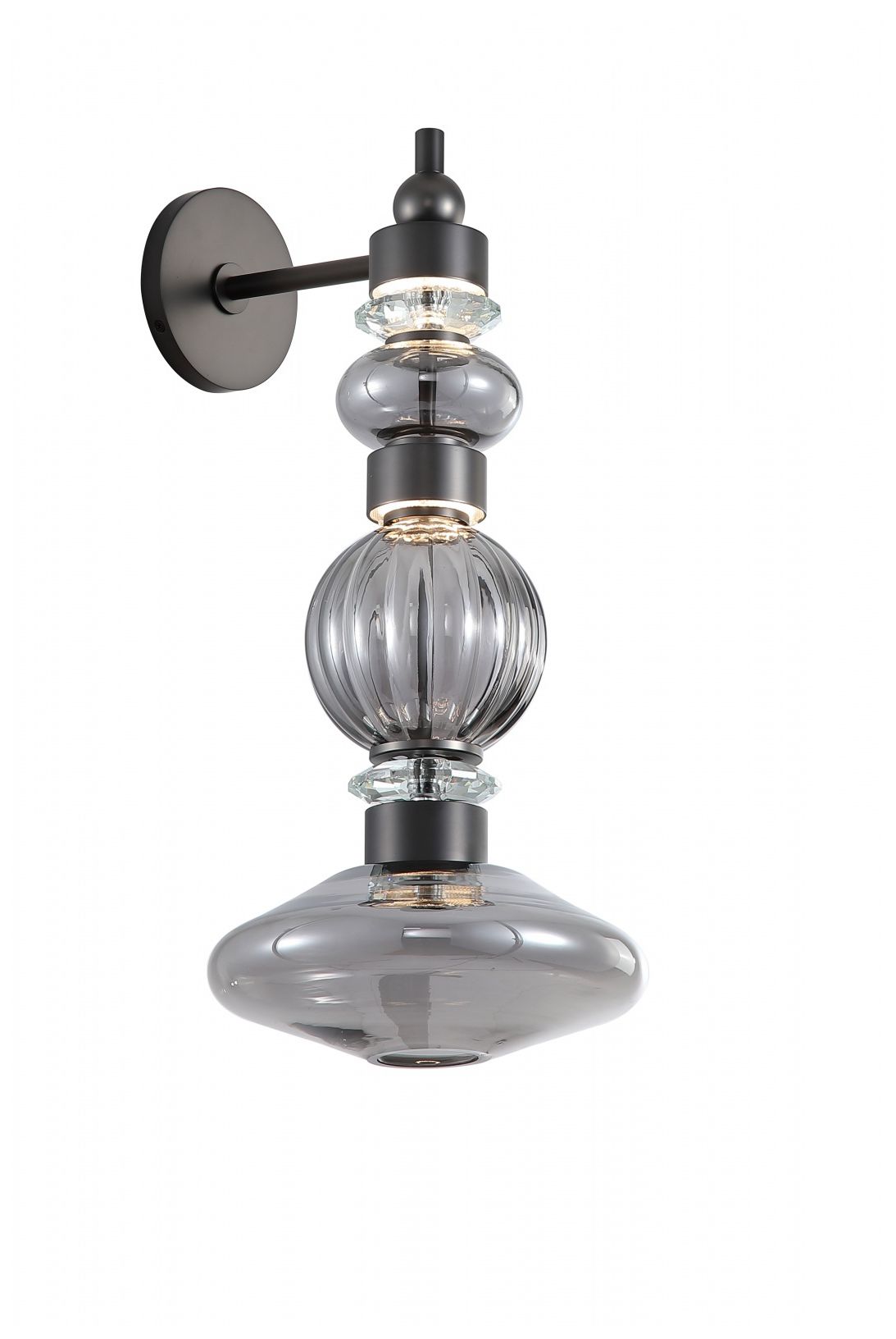 Image 2 Avra 20"H LED Wall Sconce in Black/Smoked Glass more views