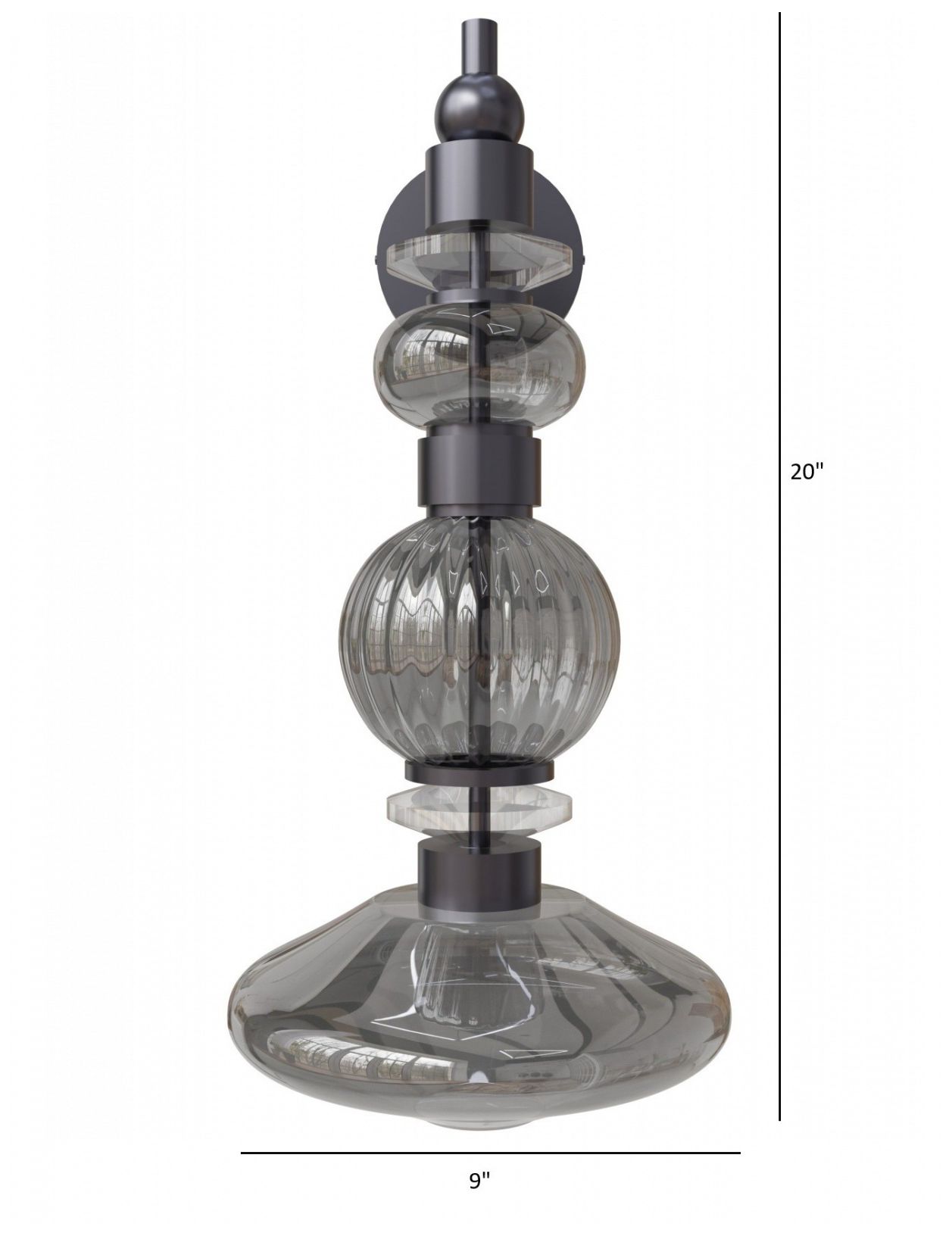 Image 3 Avra 20"H LED Wall Sconce in Black/Smoked Glass more views