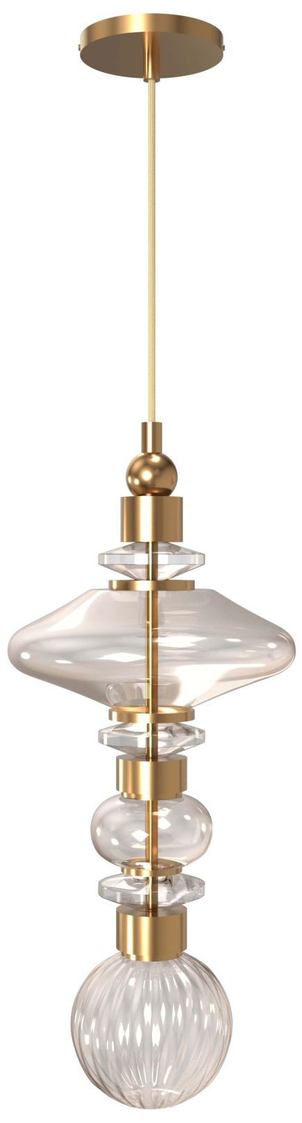 Avra 20"H Top Stacked LED Pendant in Aged Brass/Clear Glass