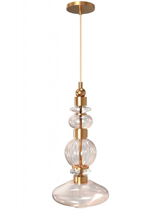 Image 2 Avra 20"H Top Stacked LED Pendant in Aged Brass/Clear Glass more views