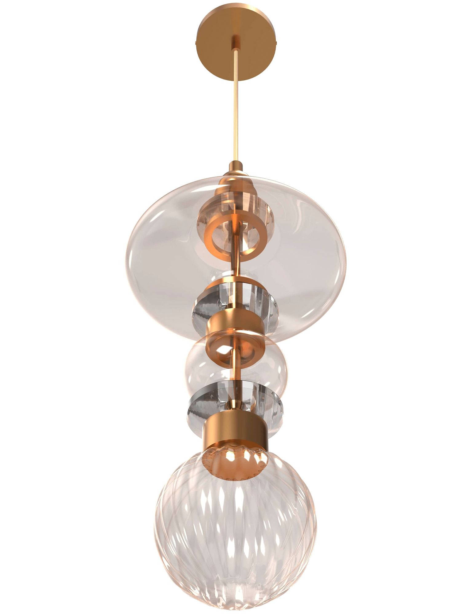Image 3 Avra 20"H Top Stacked LED Pendant in Aged Brass/Clear Glass more views