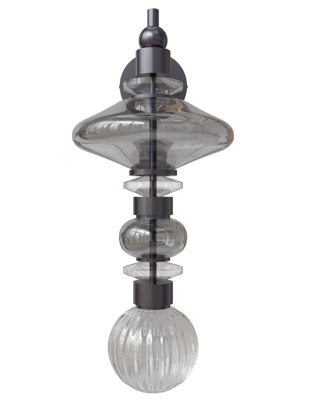 Avra 22"H Wall Sconce in Black/Smoked Glass