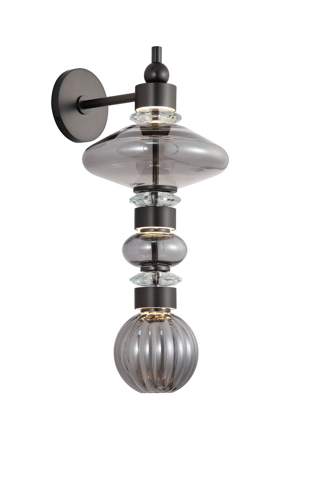 Image 2 Avra 22"H Wall Sconce in Black/Smoked Glass more views