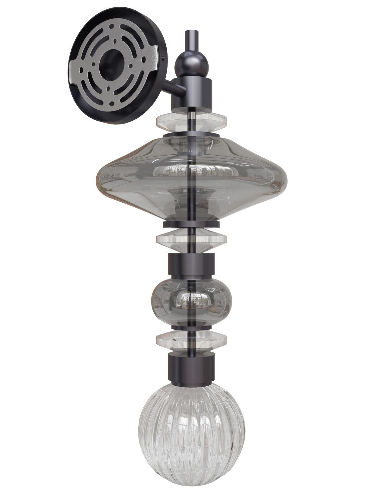 Image 3 Avra 22"H Wall Sconce in Black/Smoked Glass more views