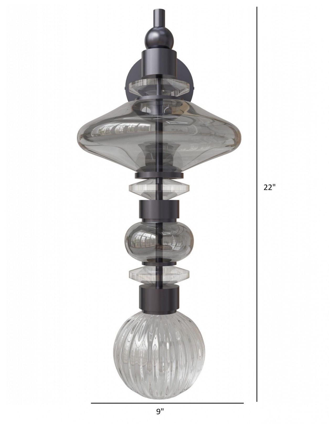 Image 4 Avra 22"H Wall Sconce in Black/Smoked Glass more views