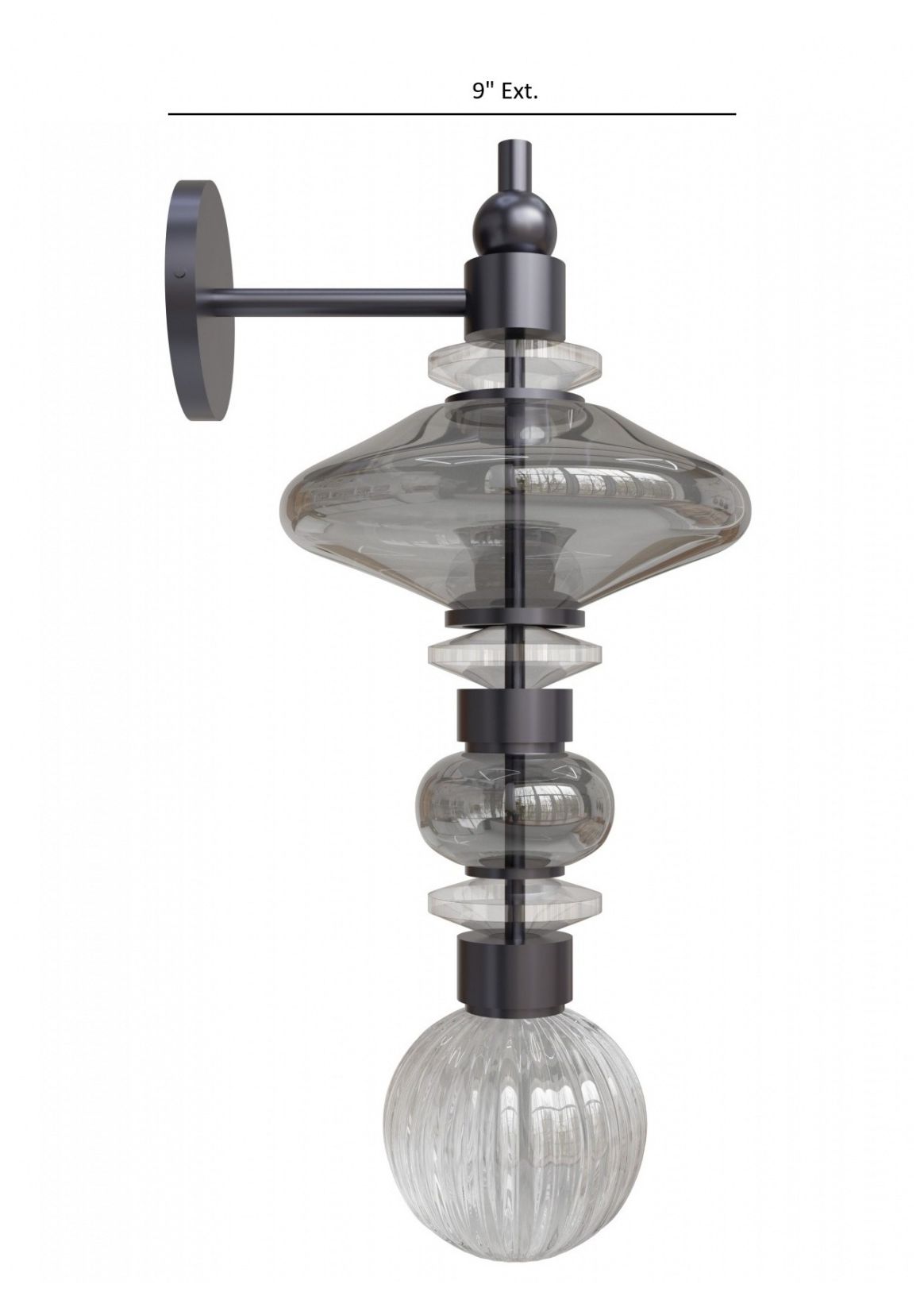 Image 5 Avra 22"H Wall Sconce in Black/Smoked Glass more views
