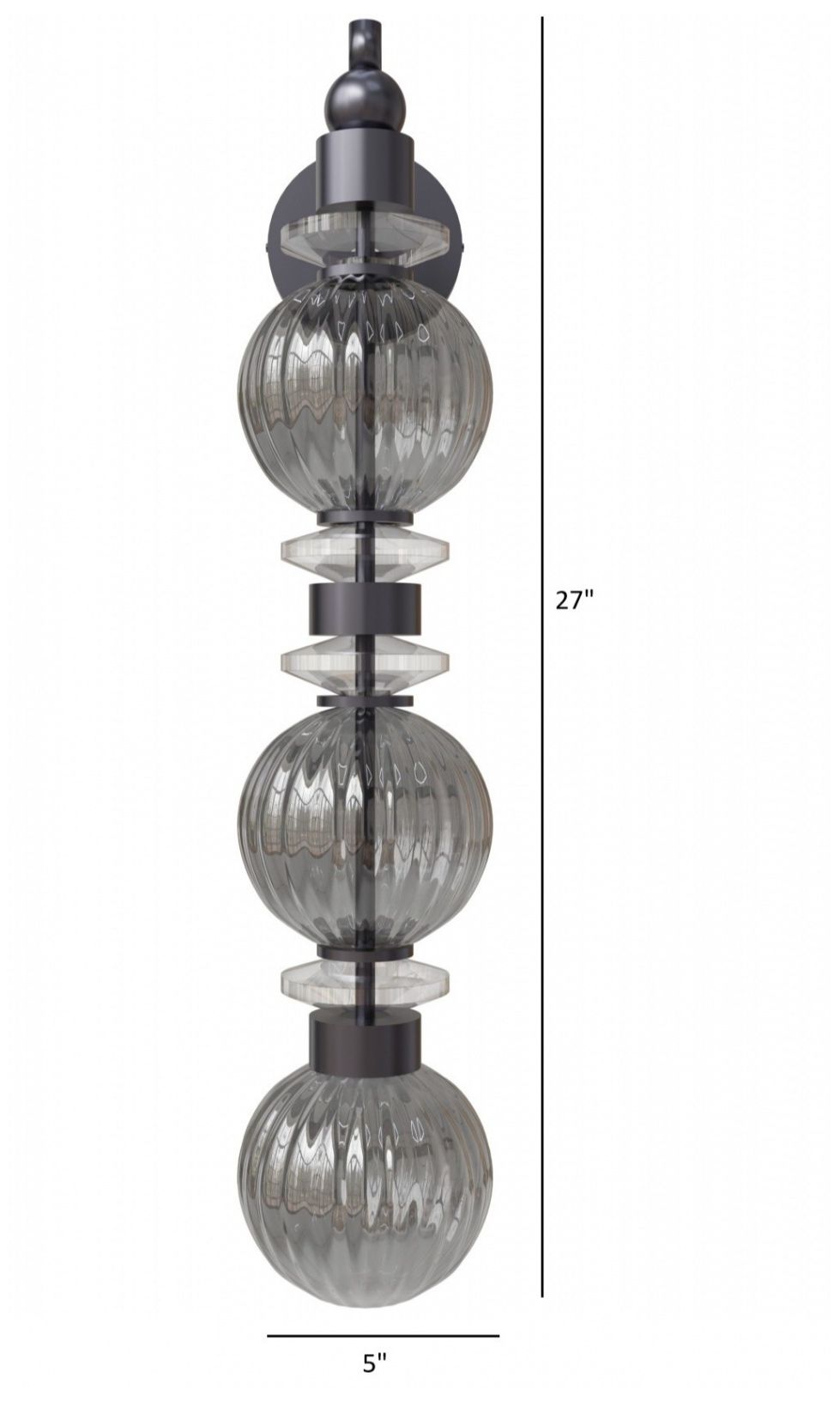 Image 4 Avra 27"H LED Wall Sconce in Black/Smoked Glass more views