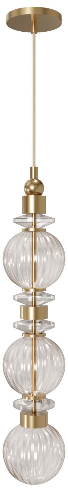 Avra 27"H Stacked LED Pendant in Aged Brass/Clear Glass