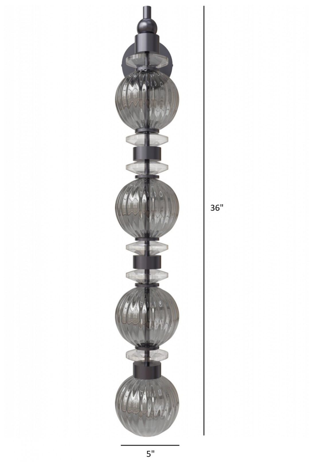 Image 4 Avra 36"H LED Wall Sconce in Black/Smoked Glass more views