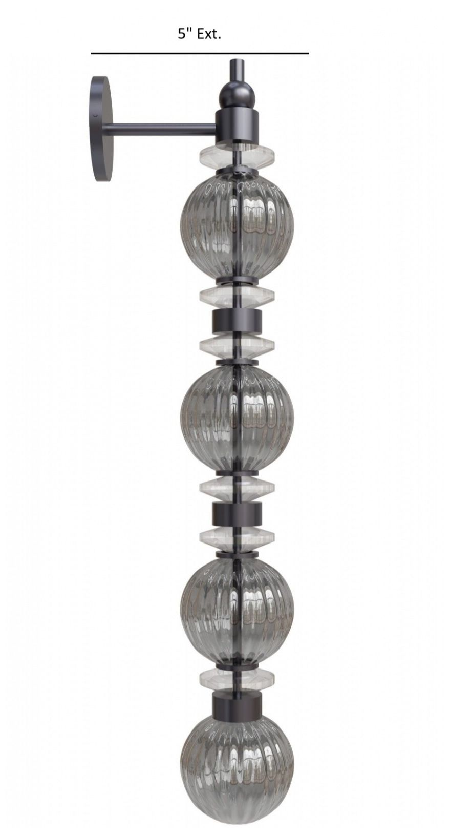 Image 5 Avra 36"H LED Wall Sconce in Black/Smoked Glass more views