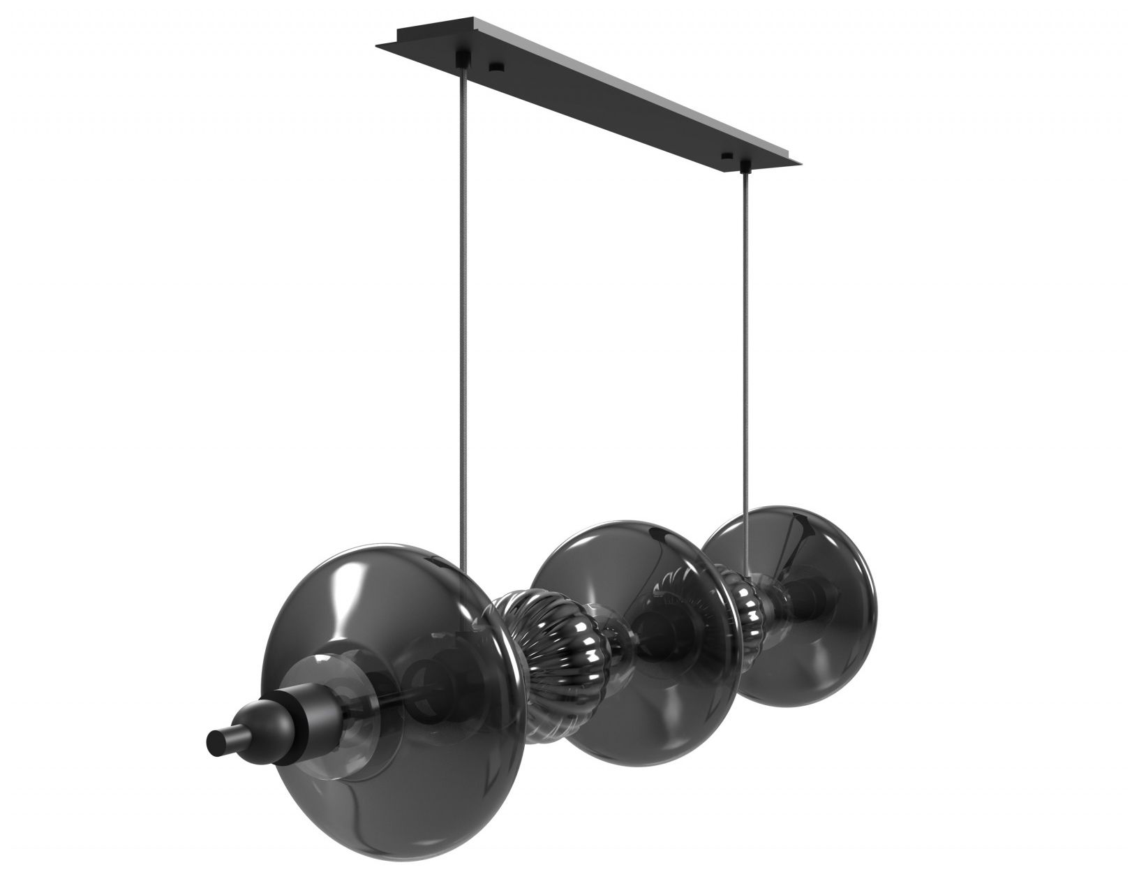 Image 2 Avra 5-Light 45"W Linear LED Pendant in Black/Smoked Glass more views