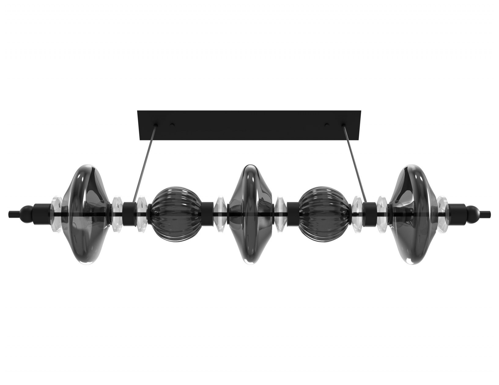 Image 3 Avra 5-Light 45"W Linear LED Pendant in Black/Smoked Glass more views