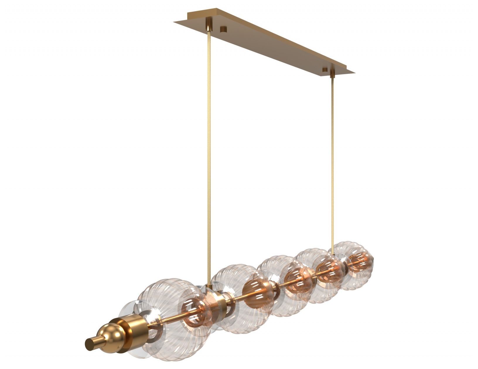Image 2 Avra 5-Light 48"W Linear LED Pendant in Aged Brass/Clear Glass more views