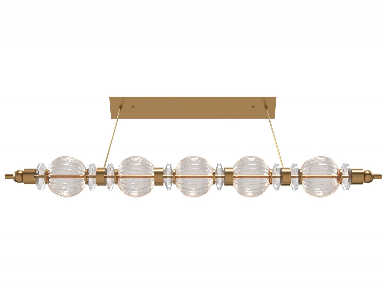 Image 3 Avra 5-Light 48"W Linear LED Pendant in Aged Brass/Clear Glass more views