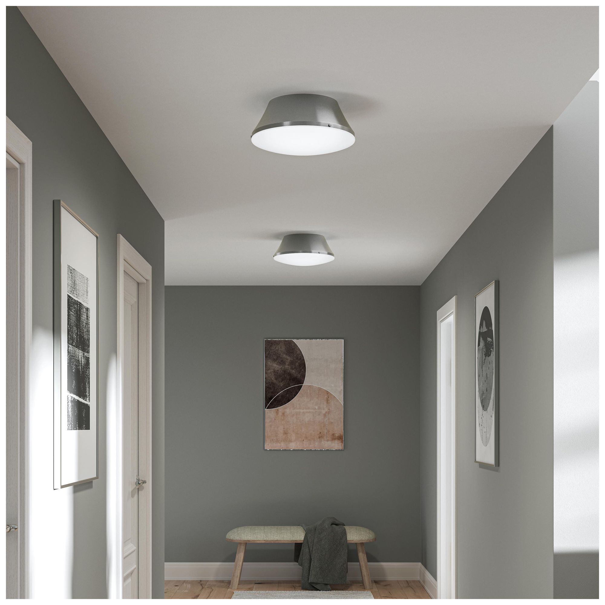 Image 4 Avra Large 3-Light Flush Mount with Etched White Glass Shade more views