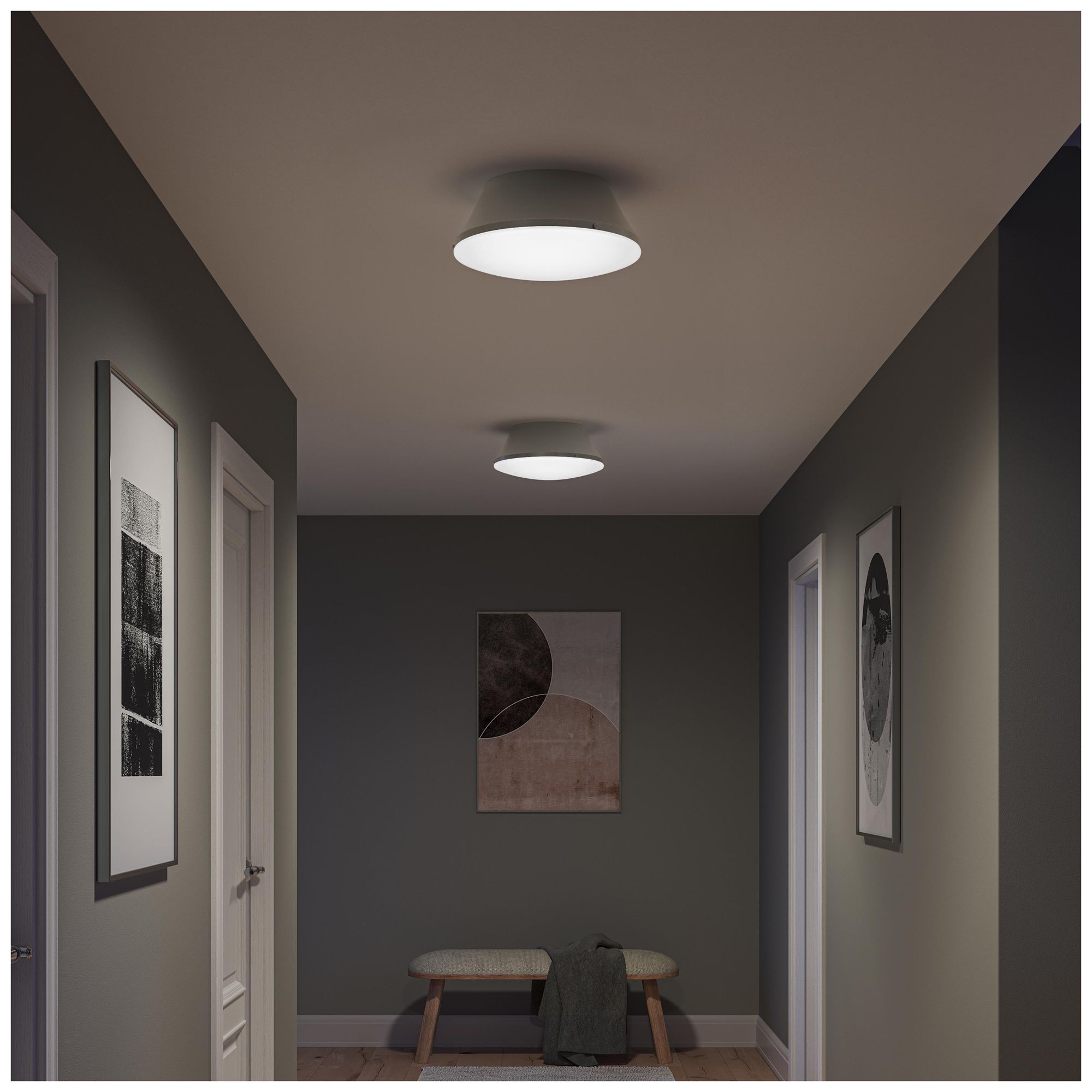 Image 5 Avra Large 3-Light Flush Mount with Etched White Glass Shade more views