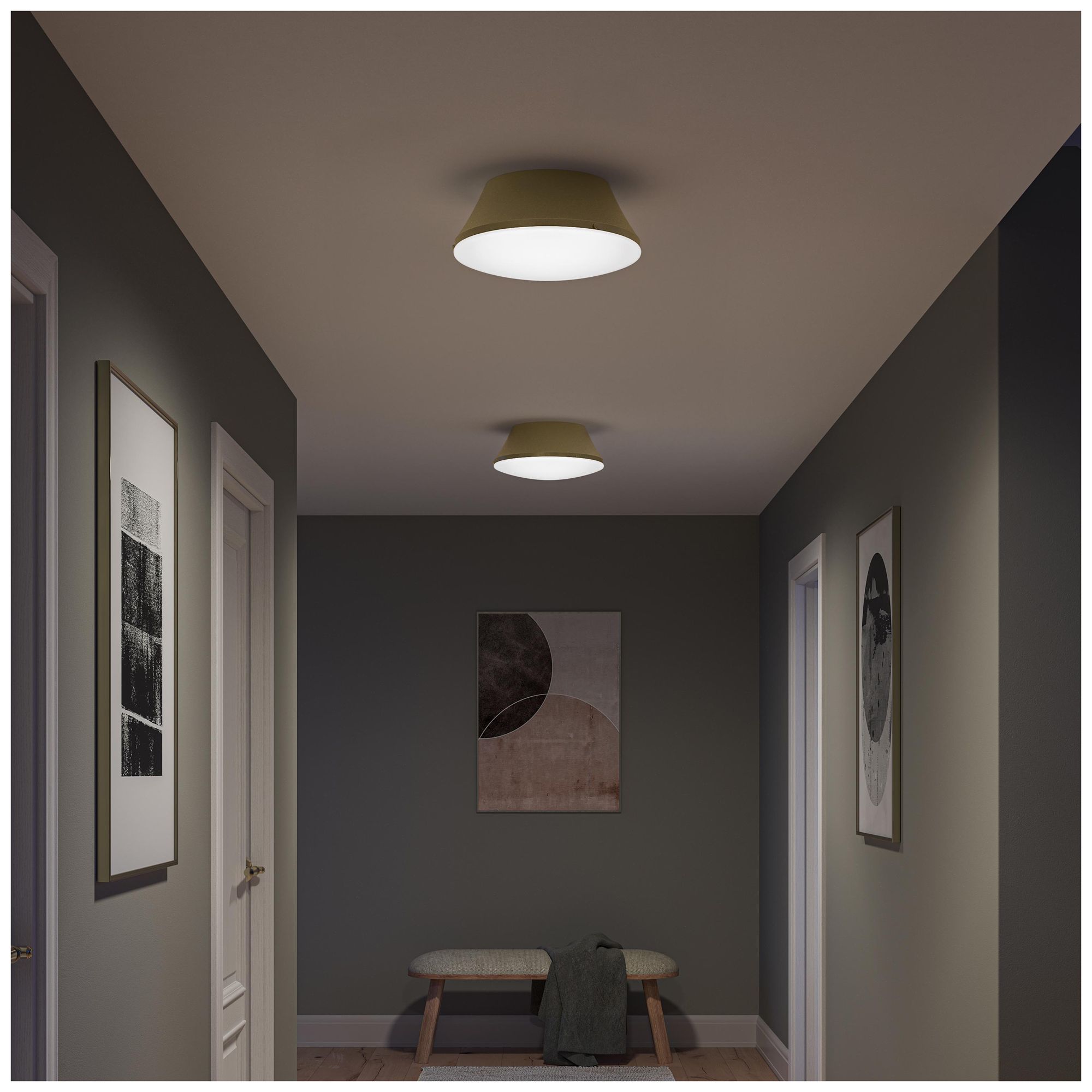 Image 5 Avra Large 3-Light  Flush Mount with Etched White Glass Shade more views