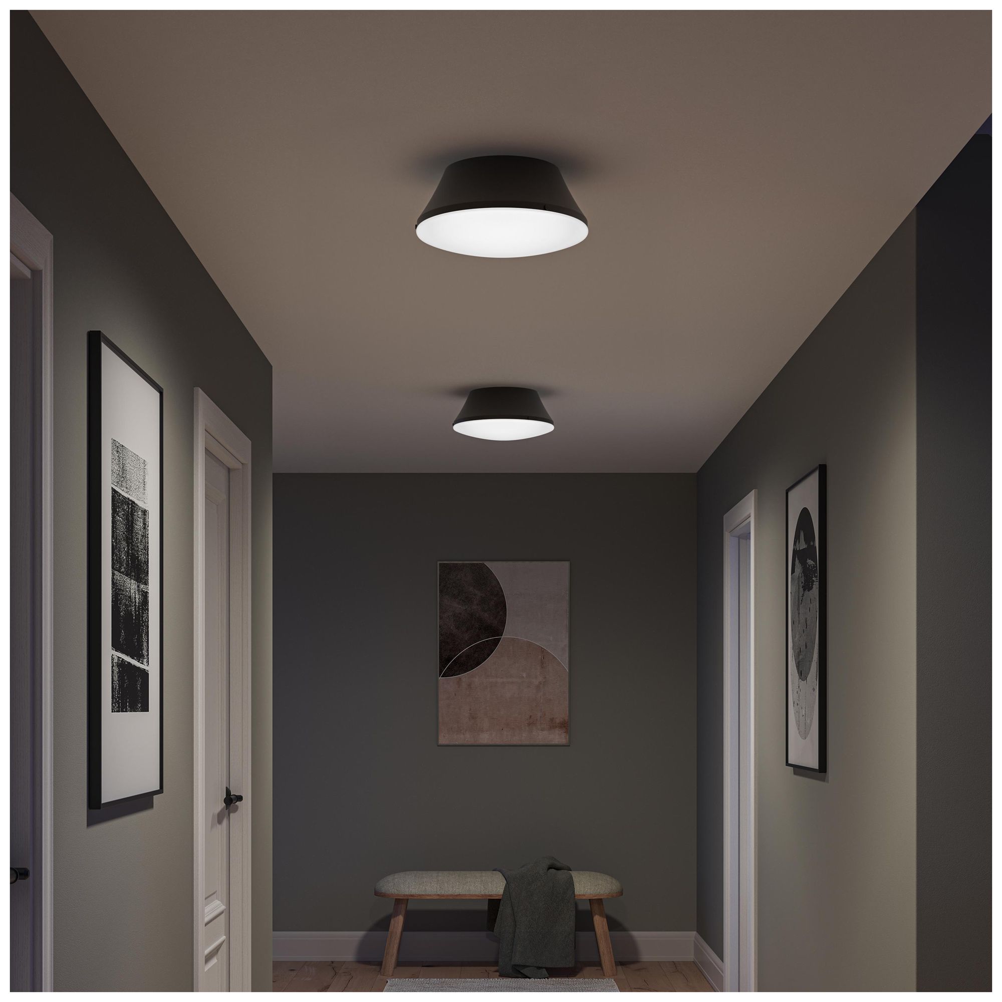 Image 5 Avra Large 3-Light Flush Mount with Etched White Glass Shade more views