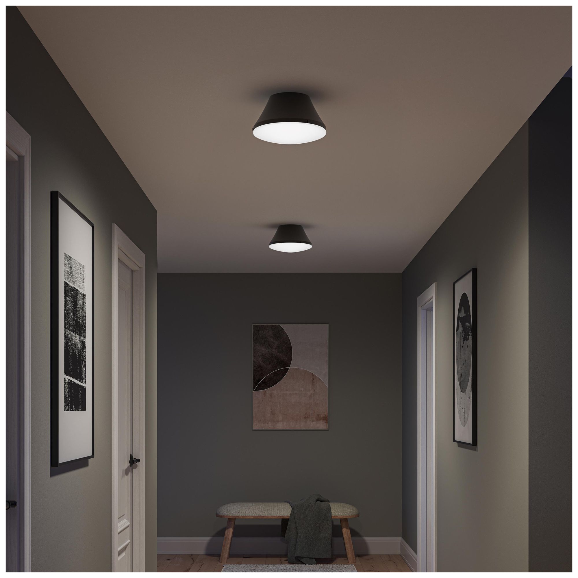 Image 5 Avra Medium 2-Light Flush Mount with Etched White Glass Shade more views
