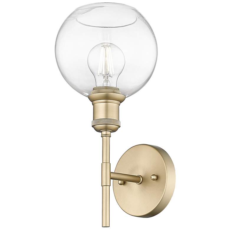 Image 1 Axel 1 Light Wall Sconce in Brushed Champagne Bronze with Clear Glass Shade