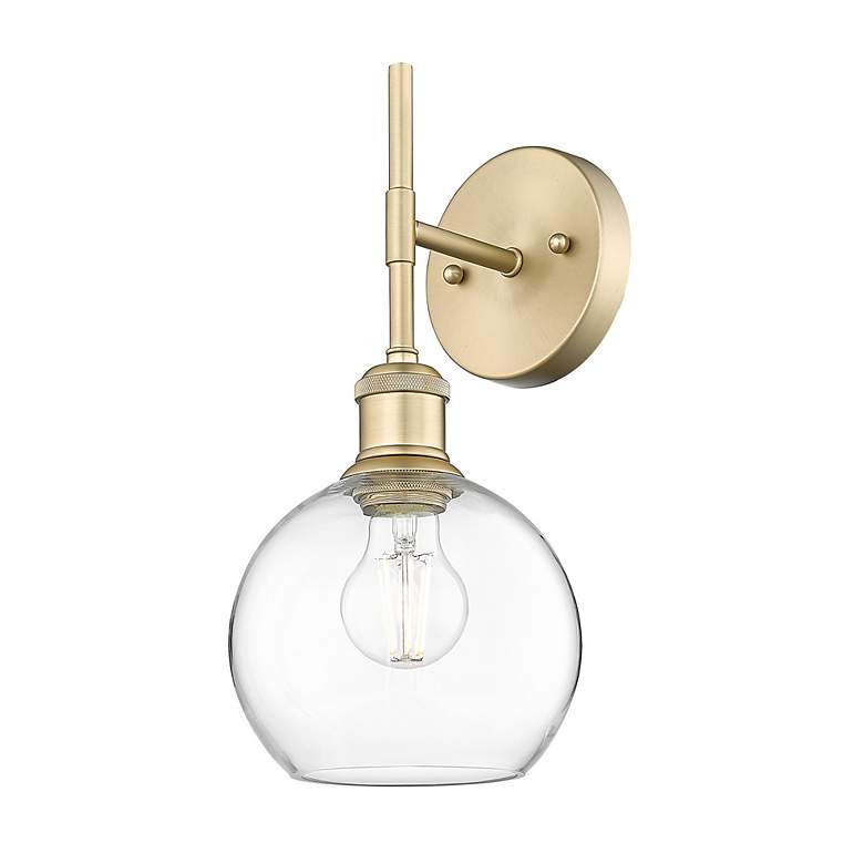 Image 4 Axel 1 Light Wall Sconce in Brushed Champagne Bronze with Clear Glass Shade more views