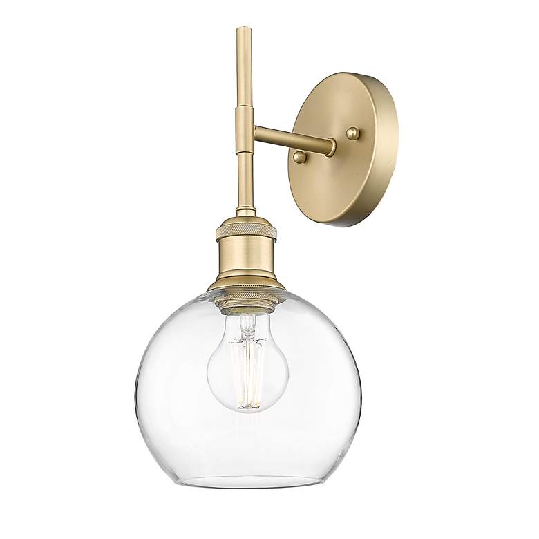 Image 5 Axel 1 Light Wall Sconce in Brushed Champagne Bronze with Clear Glass Shade more views