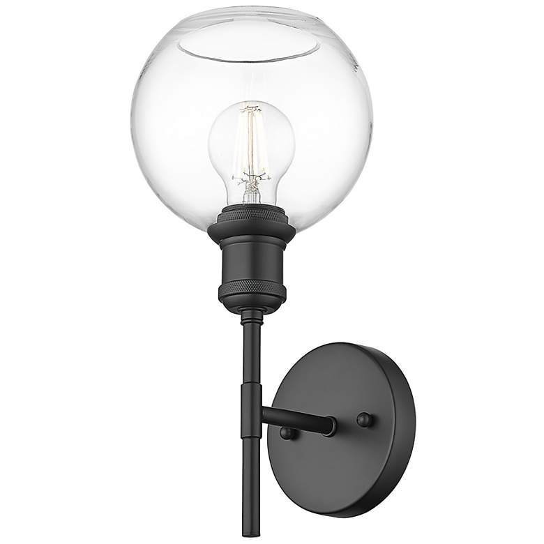 Image 1 Axel 1 Light Wall Sconce in Matte Black with Clear Glass Shade