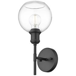 Axel 1 Light Wall Sconce in Matte Black with Clear Glass Shade