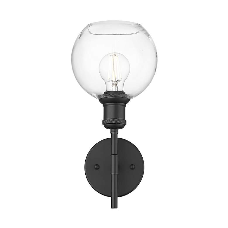 Image 2 Axel 1 Light Wall Sconce in Matte Black with Clear Glass Shade more views