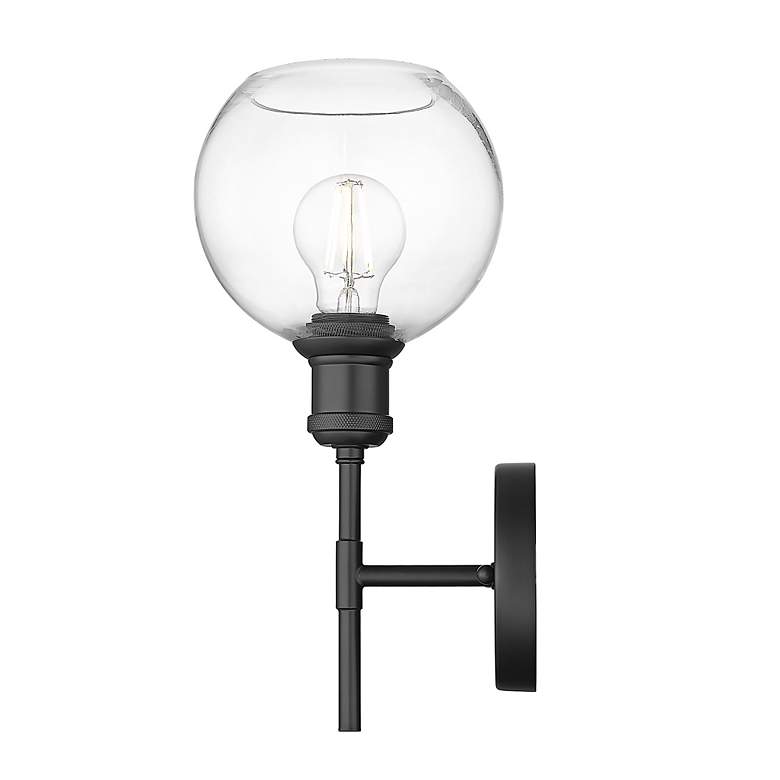 Image 3 Axel 1 Light Wall Sconce in Matte Black with Clear Glass Shade more views