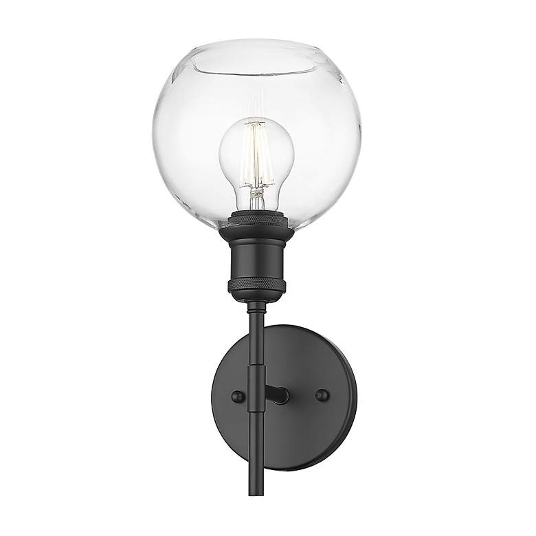 Image 5 Axel 1 Light Wall Sconce in Matte Black with Clear Glass Shade more views