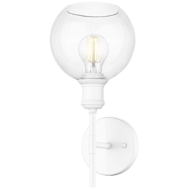 Image 1 Axel 1 Light Wall Sconce in Matte White with Clear Glass Globe Shades Shade