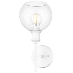 Axel 1 Light Wall Sconce in Matte White with Clear Glass Globe Shades Shade