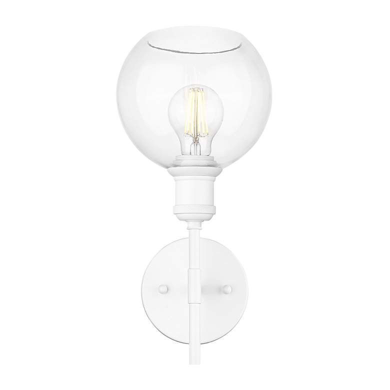 Image 2 Axel 1 Light Wall Sconce in Matte White with Clear Glass Globe Shades Shade more views