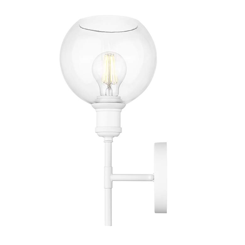 Image 3 Axel 1 Light Wall Sconce in Matte White with Clear Glass Globe Shades Shade more views