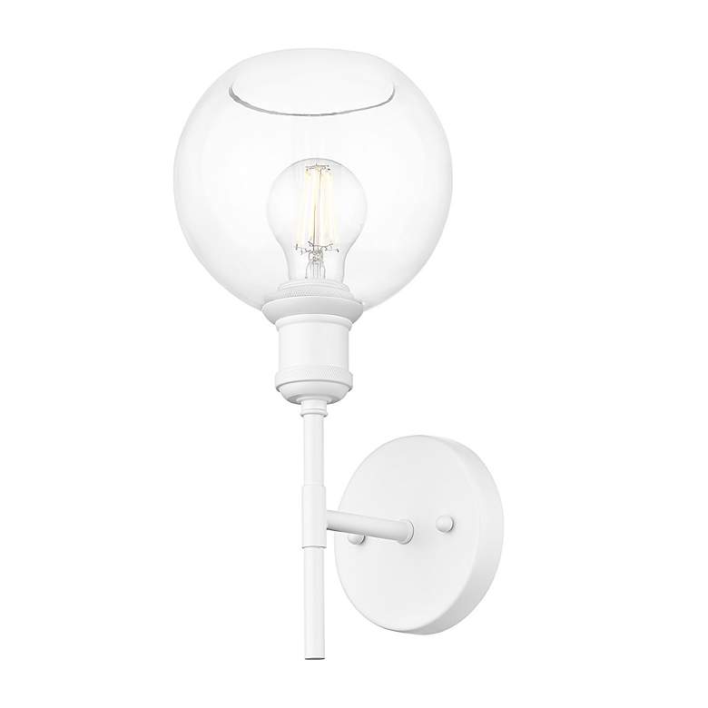 Image 5 Axel 1 Light Wall Sconce in Matte White with Clear Glass Globe Shades Shade more views