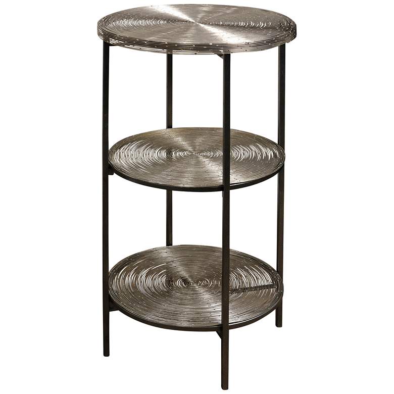 Image 1 Axel 15 inch Wide Antiqued Nickel 3-Tier Round Side Table