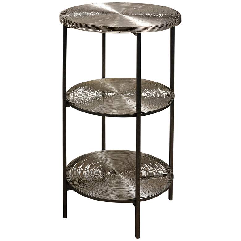 Image 1 Axel 15" Wide Antiqued Nickel 3-Tier Round Side Table