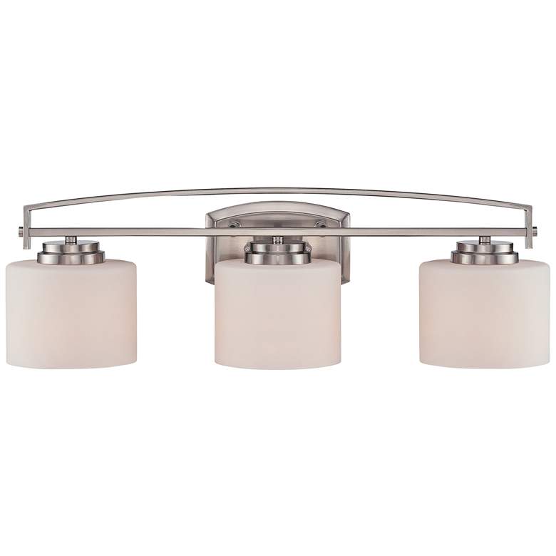 Image 1 Axel 24" Wide 3-Light Opal Glass Satin Platinum Modern Bath Light