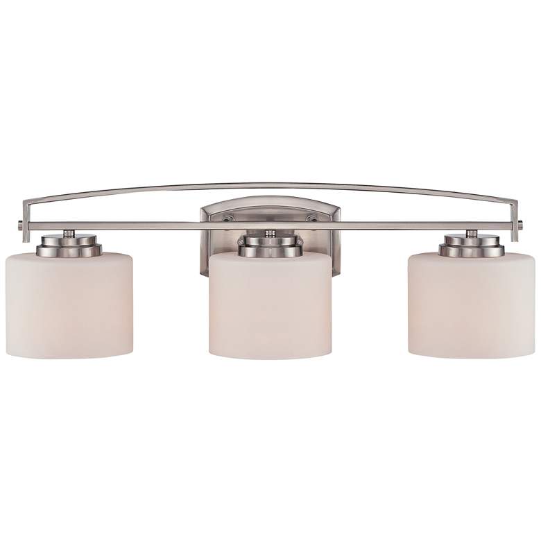 Image 1 Axel 24 inch Wide 3-Light Opal Glass Satin Platinum Modern Bath Light