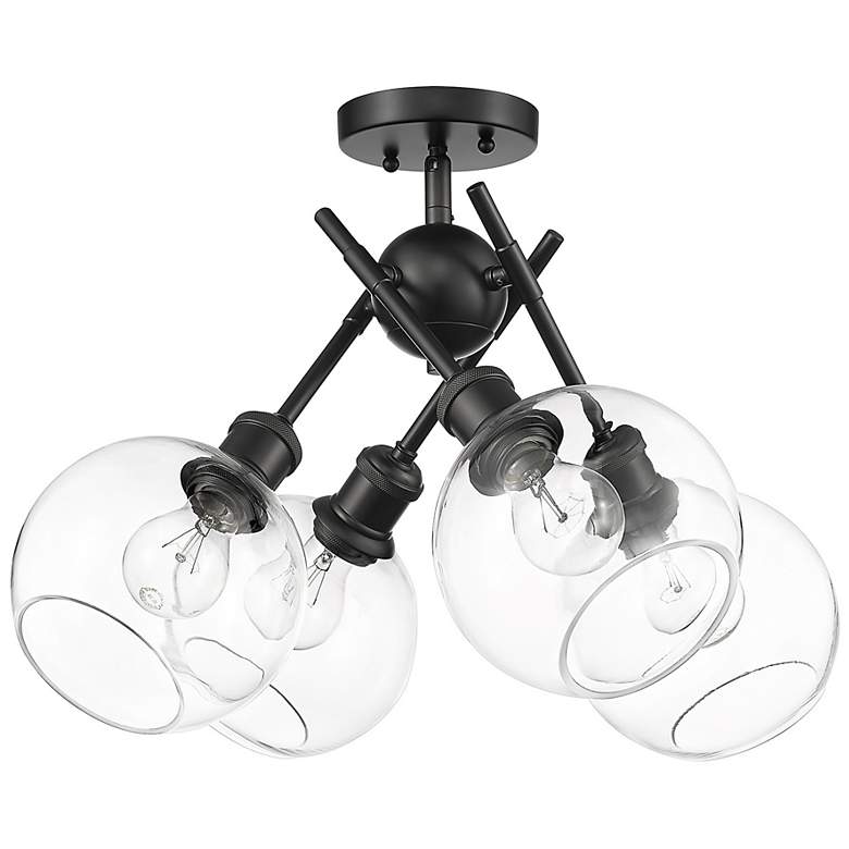 Image 2 Axel 24" Wide 4-Light Semi-Flush in Matte Black with Clear Glass